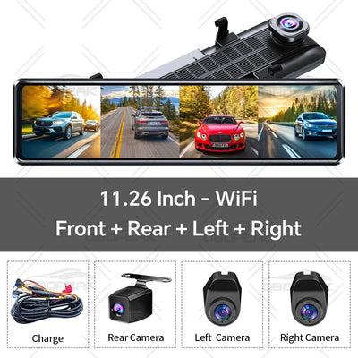 Dashcam Miroir OBDPEAK 11,26 Pouces 4K 4 Canaux