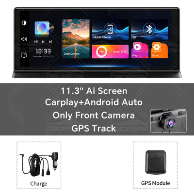 Dashcam 4K CarPlay Android Auto Écran 11,3 Pouces