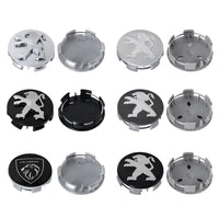 Cache-Moyeux Peugeot 60 mm, Lot de 4, Six Modèles Noir, Argent ou Gris, 106 à 508, 2008, 3008, 5008