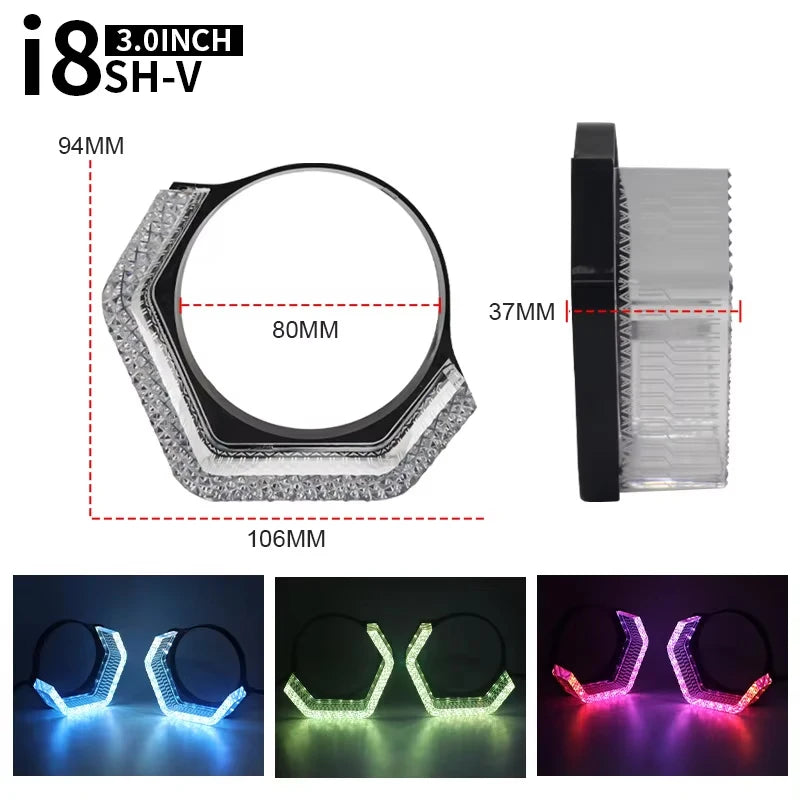 Anneaux Angel Eyes LED RGB DRL Universels 2,5 et 3 Pouces