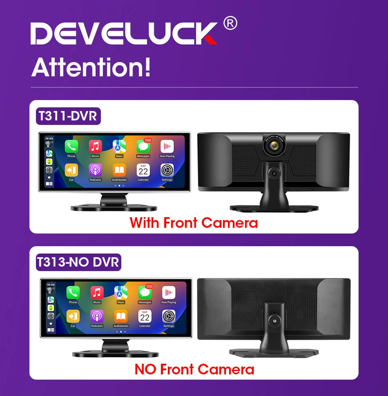 Dashcam 4K Écran CarPlay Sans Fil 11,26 ou 10,26 Pouces Double Caméra