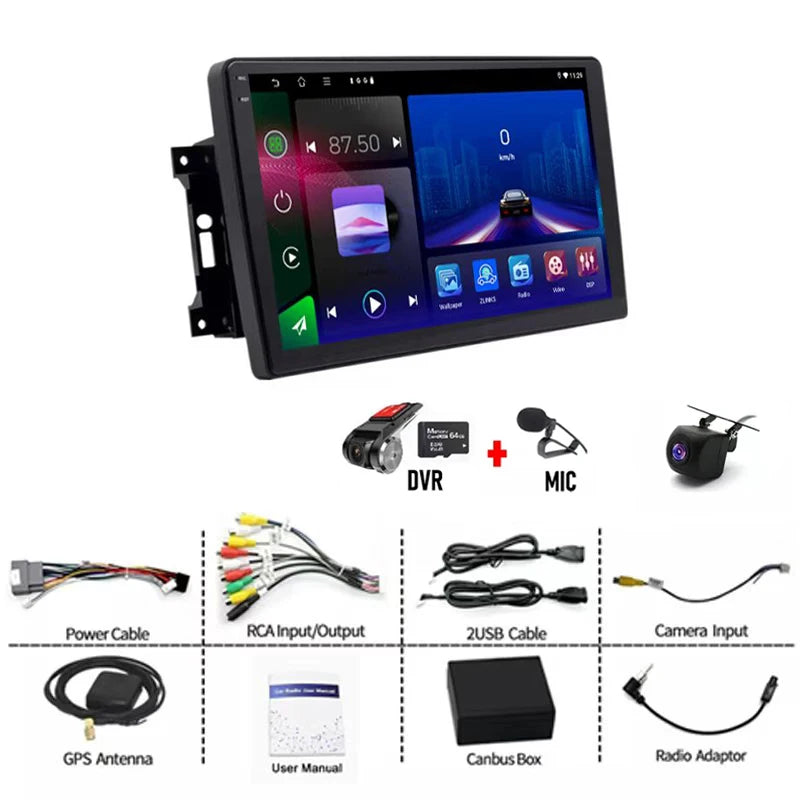 Autoradio Android 10 Pouces Jeep Wrangler JK 2007-2016 CarPlay et Android Auto Sans Fil GPS