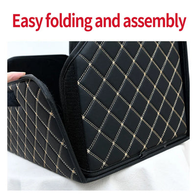 Organisateur de Coffre Voiture Cuir Matelassé Pliable
