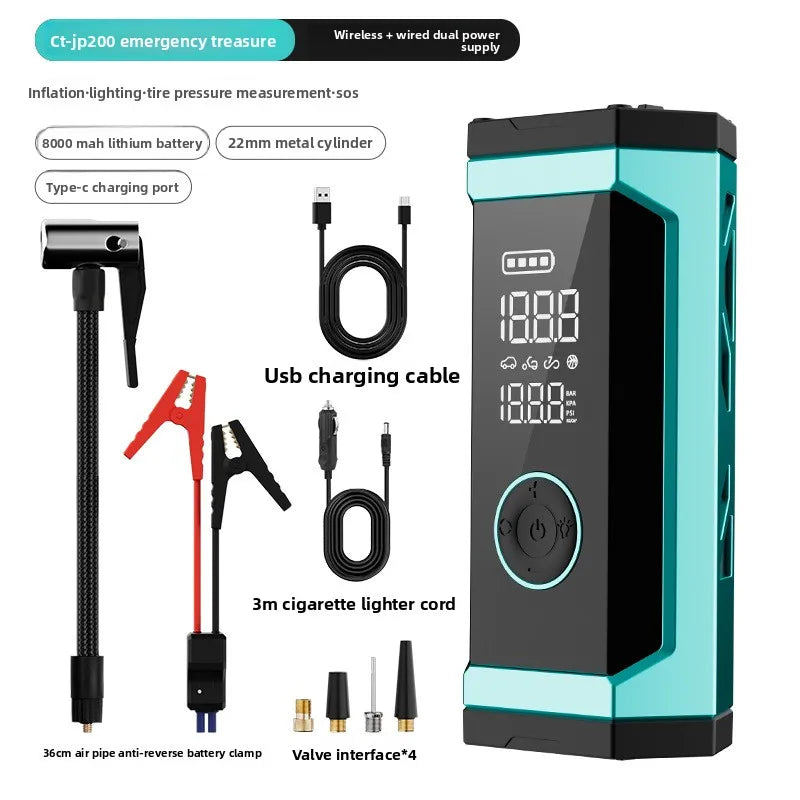 Booster de Batterie Voiture 12V avec Compresseur 150 PSI Écran Numérique