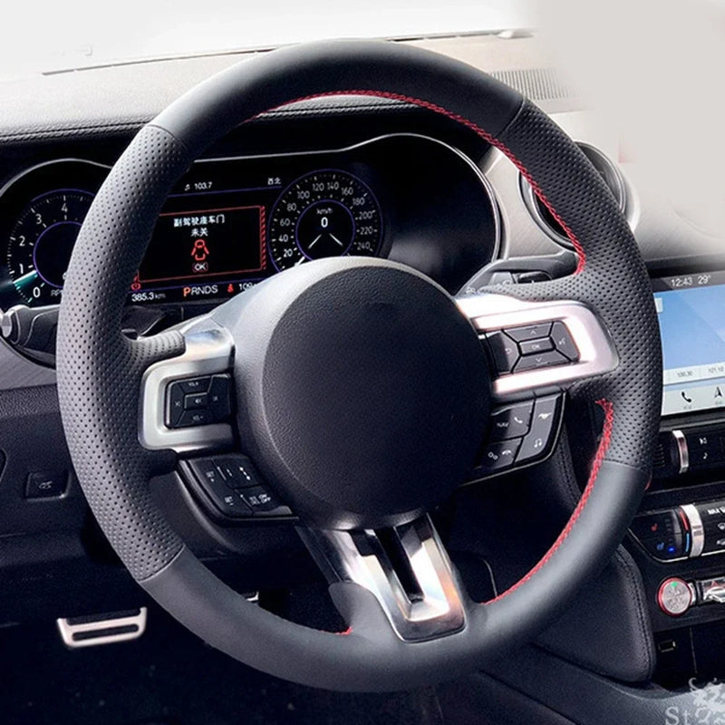 Couvre Volant Ford Mustang et Mustang GT 2015-2019, Cuir Véritable et Daim, à Coudre, 9 Styles