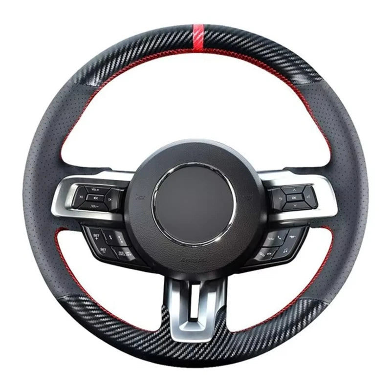 Couvre Volant Ford Mustang 2015-2021 Cuir Perforé à Coudre