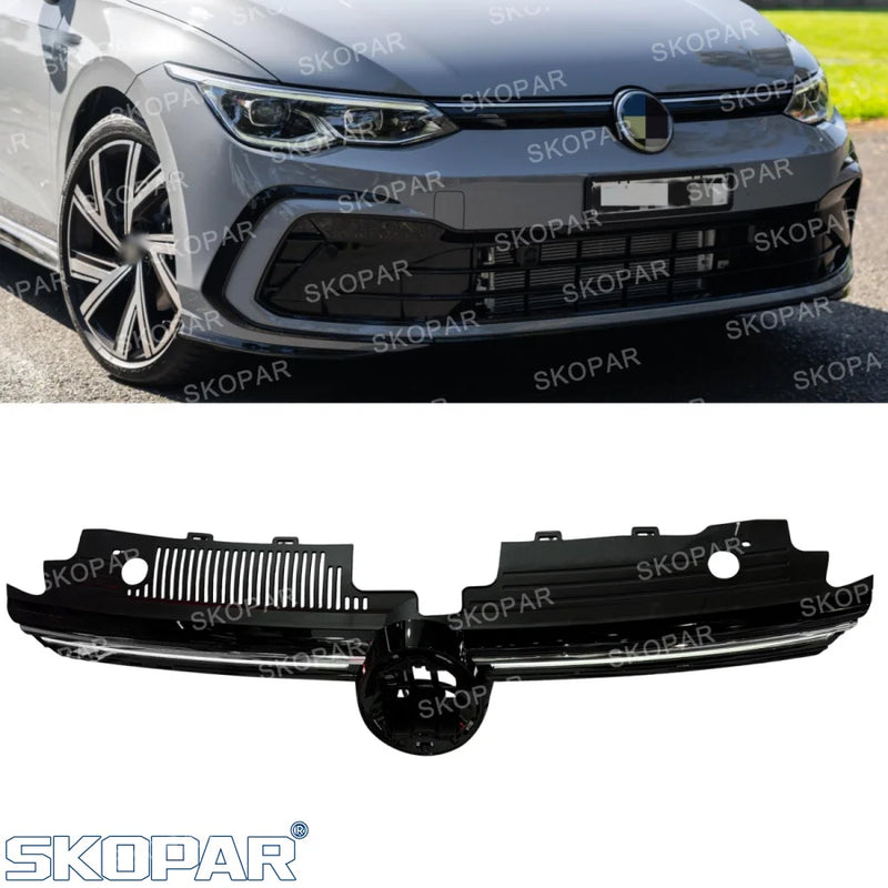 Calandre centrale supérieure VW Golf 8 MK8 GTI, R et R-Line 2020-2024 – Grille avec feux de position LED DRL