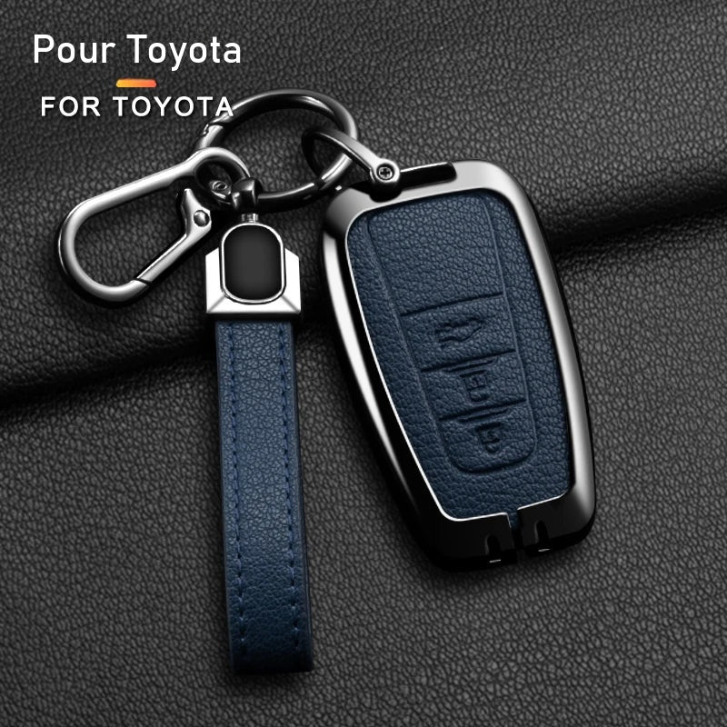 Étui de Protection Clé Toyota C-HR RAV4 Corolla Prius Camry Alliage de Zinc et Cuir