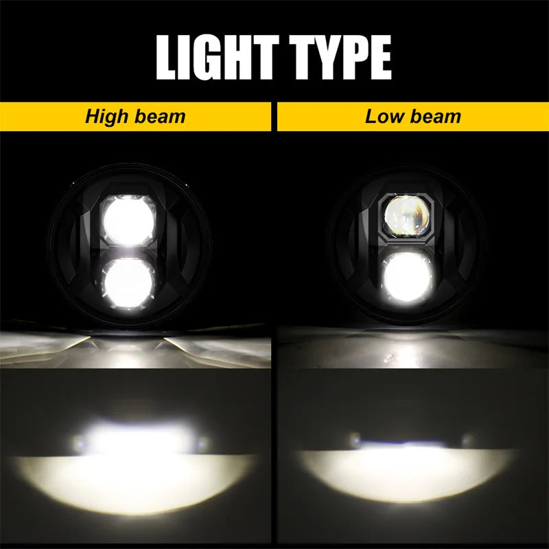Phare LED Rond 7 Pouces Jeep Wrangler 4x4 Moto