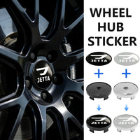 Cache-Moyeux Volkswagen Jetta 56 et 60 mm avec Autocollants Adhésifs, Lot de 4, Noir ou Argent