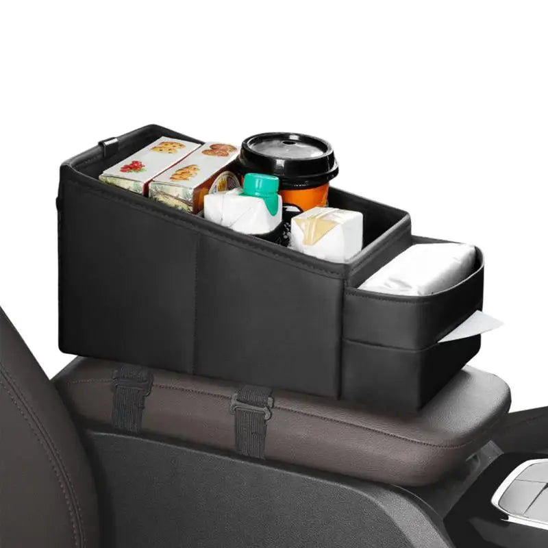 Leather Car Center Console Organizer with Tissue Box