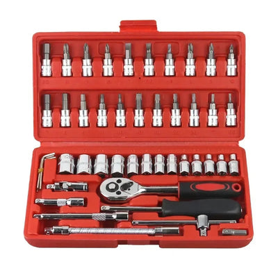 Jeu de Douilles 46 Pièces avec Cliquet pour Voiture