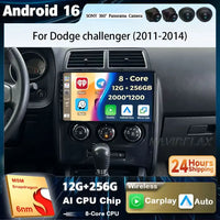 Autoradio Android 16 Dodge Challenger 2011-2014 Écran QLED CarPlay GPS Caméra DVR