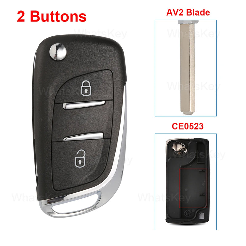 Coque de Clé Peugeot 207 307 308 508 Citroën C3 C4 Télécommande à Rabat 2 ou 3 Touches