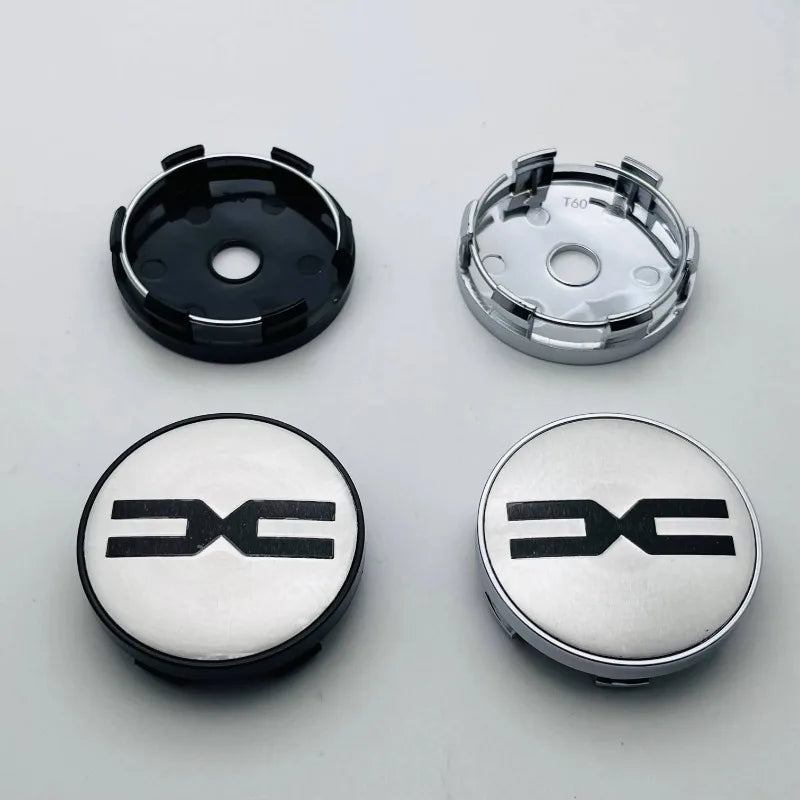Cache-Moyeux 60 mm Avec Emblème Dacia Spring Duster Lot de 4 Noir ou Argent
