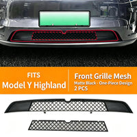 Filet de Grille Inférieure Avant Tesla Model Y Highland 2024 Anti-Insectes Noir Mat, Monobloc ou en Deux Parties