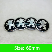 Autocollants Emblème de Moyeu Peugeot Lion 56 60 65 mm Lot de 4