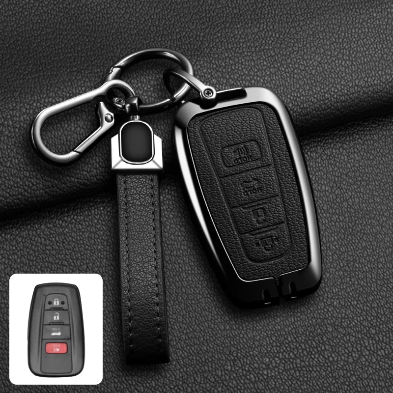 Étui de Protection Clé Toyota C-HR RAV4 Corolla Prius Camry Alliage de Zinc et Cuir