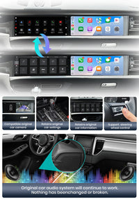 Autoradio Double Écran 12,3 + 12,3 Pouces Porsche Macan 2014-2017 Android CarPlay Sans Fil GPS