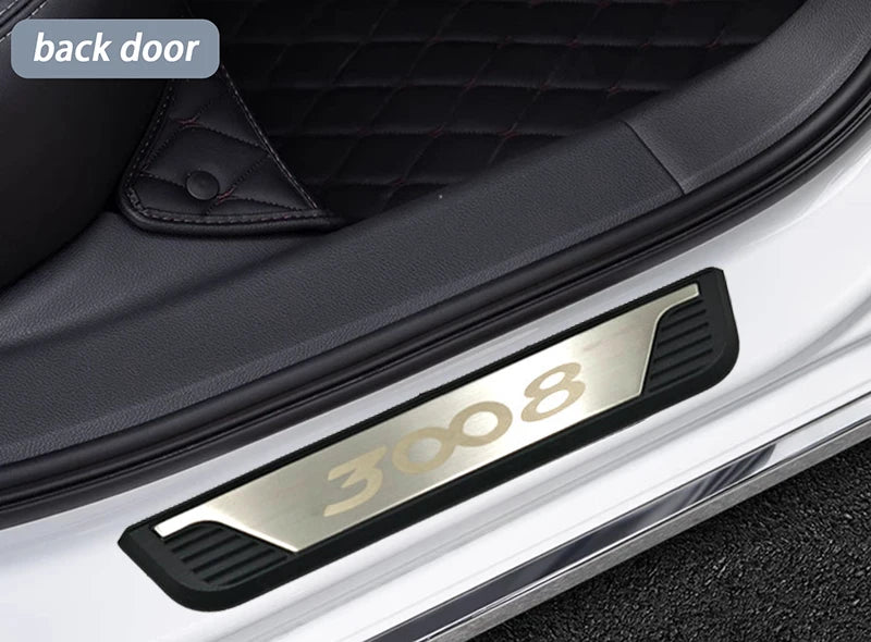 Plaques de Seuil d'Entrée Inox Peugeot 3008 2017-2020 Lot de 4