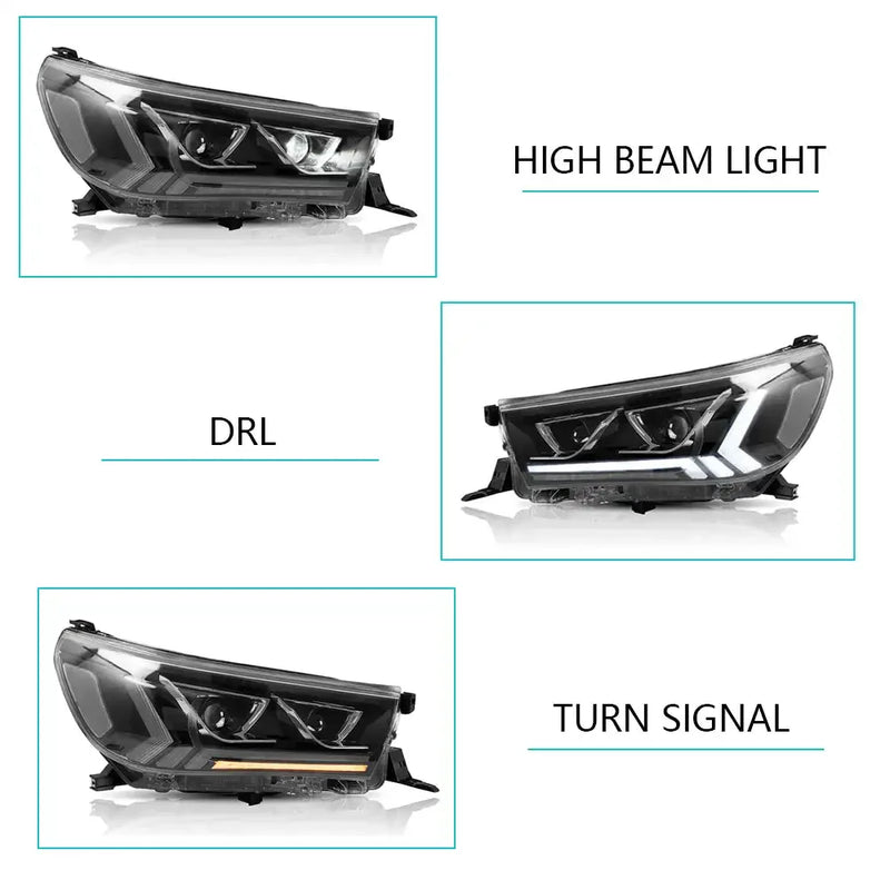 Phares LED Toyota Hilux Revo Rocco AN120 2015-2020 Clignotants Séquentiels Feux de Jour