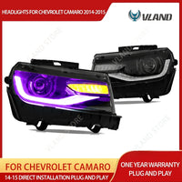 Phares LED RGB Chevrolet Camaro 2014-2015 Double Faisceau Feux de Jour Couleur Pilotables par Application