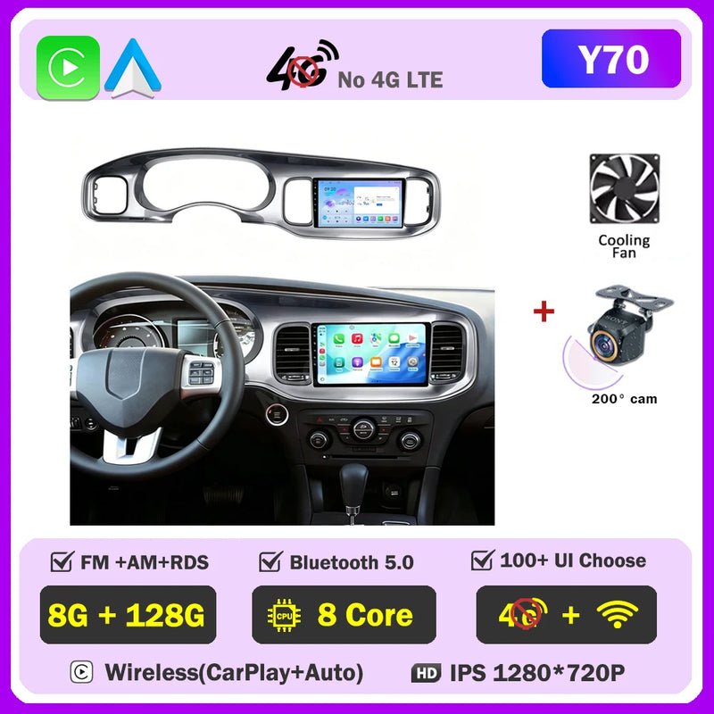 Autoradio Android Dodge Charger 2011-2014 Écran QLED 9 pouces CarPlay GPS Navigation