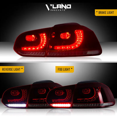 Feux Arrière LED VW Golf 6 MK6 2010-2014 Séquentiels Paire