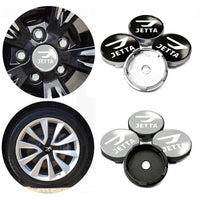 Cache-Moyeux Volkswagen Jetta 56 et 60 mm avec Autocollants Adhésifs, Lot de 4, Noir ou Argent