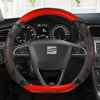 Couvre Volant Seat Leon FR, Ibiza, Arona, Ateca, Tarraco en Cuir Microfibre et Carbone 38 cm