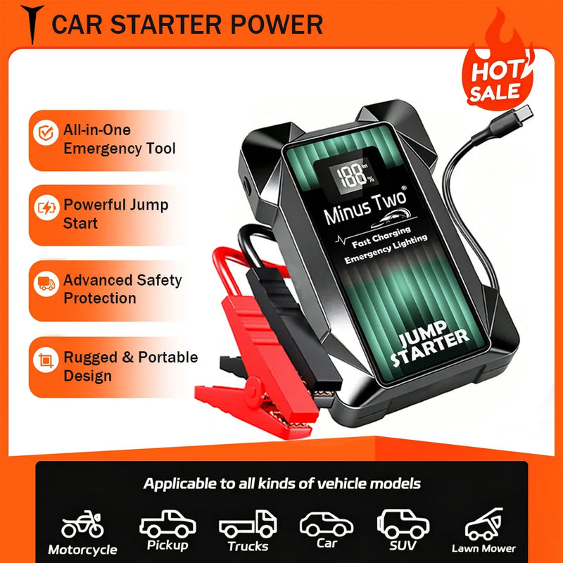 Booster de Batterie Voiture 12V Portable avec Lampe LED et Ports USB