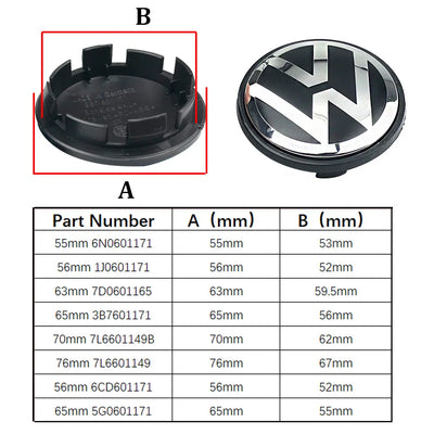 Cache-Moyeux Volkswagen VW Golf Polo Passat 55mm 76mm