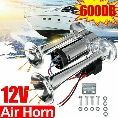 Klaxon Trompette Chromé 12V 600DB Universel Voiture