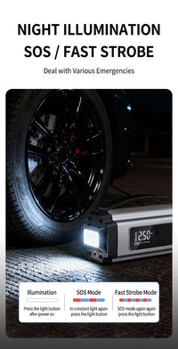 Booster de Batterie Voiture 12V avec Compresseur 150 PSI Écran Numérique