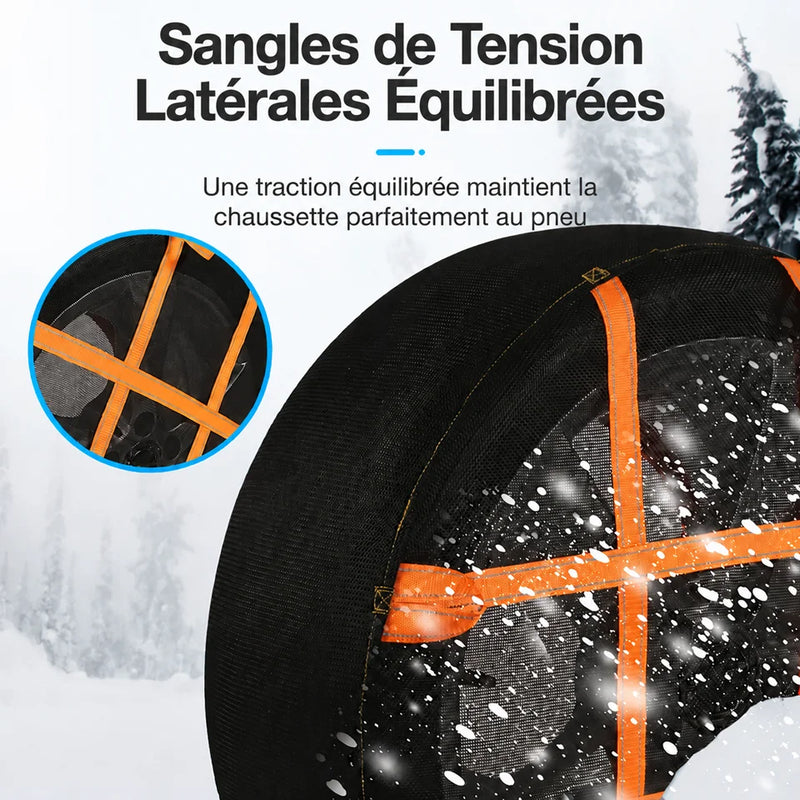 Chaussettes à Neige Voiture E-ACE Textile Antidérapantes SUV et Camionnette 2 Paires