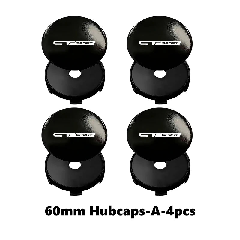 Cache-Moyeux GT Sport 56 ou 60 mm, Lot de 4, Noir ou Argent, pour Renault Clio, Twingo, Zoe, Mégane, Duster