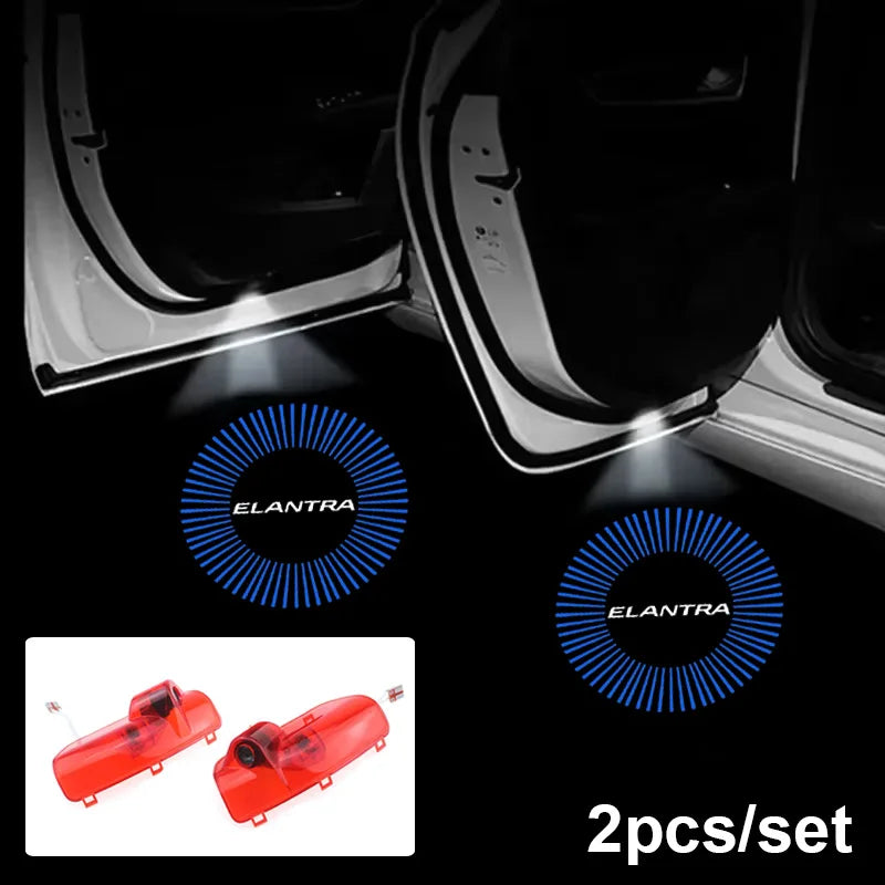 Projecteur Porte Hyundai Elantra 2008-2015, Lumière de Bienvenue LED, Lot de 2, 7 Motifs
