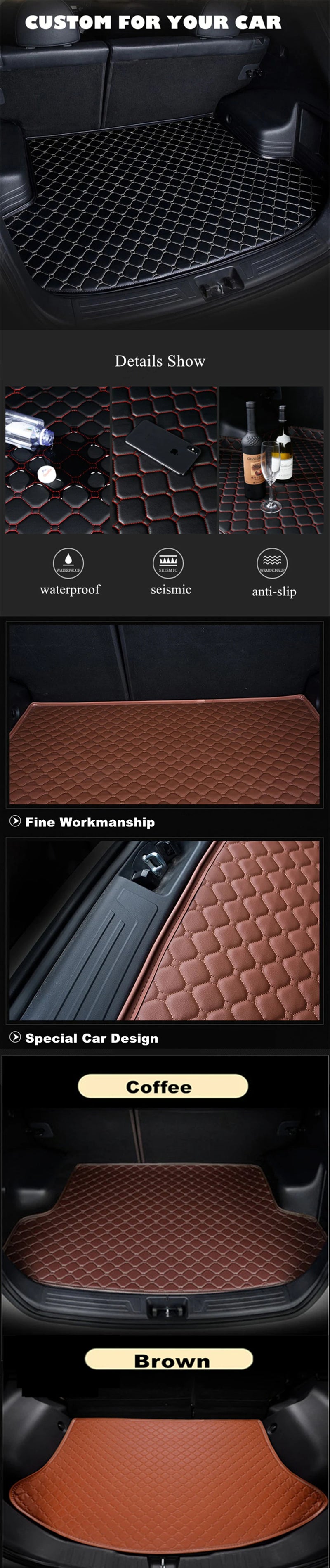 Tapis de Coffre Citroën C4 C-Quatre Picasso Aircross C5 Aircross C5 X C6 C3-XR C-Elysée Sur Mesure Doublure Arrière