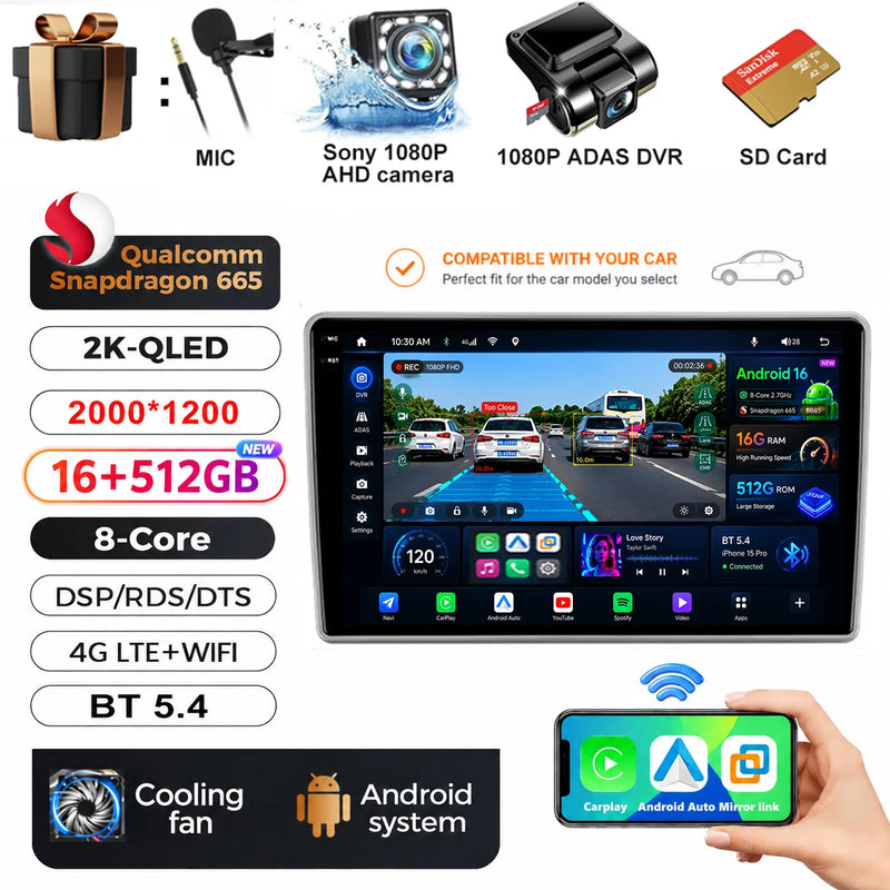 Autoradio Android 15 Ford Everest et Ranger 2015-2018 CarPlay Sans Fil GPS 4G