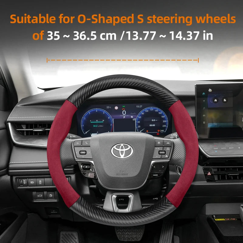 Couvre Volant Toyota Yaris, Corolla, C-HR, RAV4, Hilux, Aygo en Daim et Carbone, Tailles S, M et L
