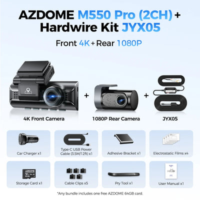 Dashcam AZDOME 4K Vision Nocturne Infrarouge GPS WiFi