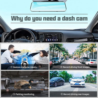 Dashcam Double Caméra 1080P Écran Tactile 10 Pouces