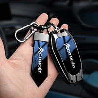 Étui de Protection Clé Citroën C1 C2 C3 C4 C5 C6 VTS Xsara C-Crosser Berlingo Jumpy Alliage de Zinc Noir ou Bleu