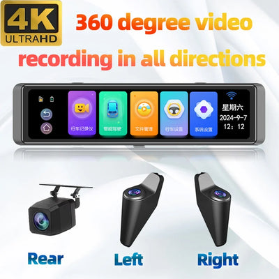 Dashcam Miroir 12 Pouces 4K Sony IMX415 4 Canaux