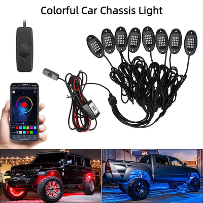 Éclairage d'Ambiance LED RGB Châssis Voiture Bluetooth