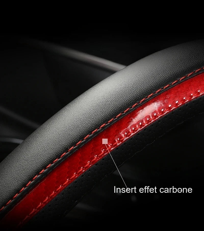 Couvre Volant Peugeot 208 308 2008 Forme D Cuir Bandes Laquées