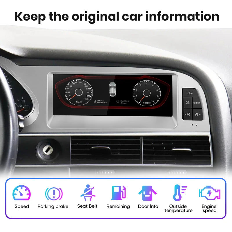 Autoradio Junsun CarPlay Audi A6 C6 4F 2005-2011 — gros plan