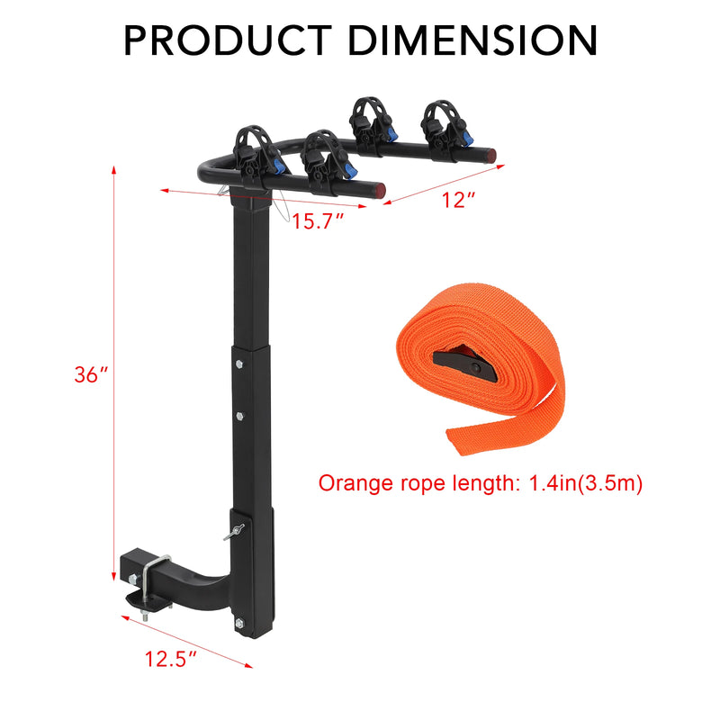 Porte-Vélos sur Attelage Pliable et Inclinable pour 2 ou 4 Vélos avec Stabilisateur Anti-Oscillation en Acier pour SUV et Camping-Car