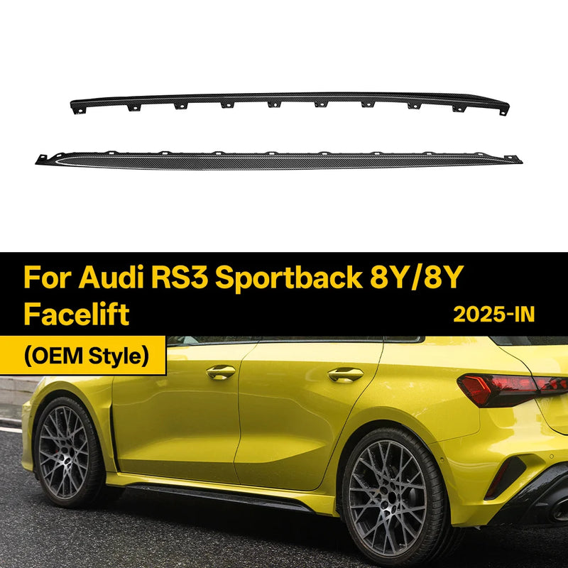Bas de Caisse Carbone Sec Style OEM Audi RS3 Sportback 8Y Restylée 2025+, Jupes Latérales