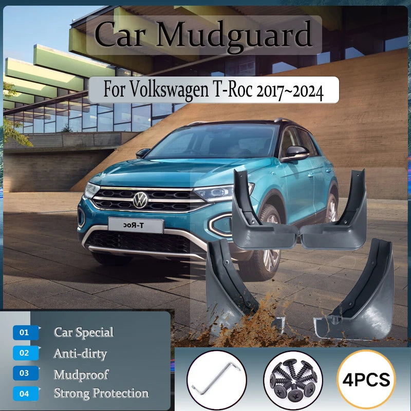 Garde-Boue Volkswagen T-Roc 2017-2024 Jeu de 4 Bavettes Anti-Éclaboussures Avant et Arrière